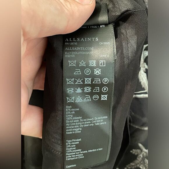 ALLSAINTS Elly Silk Blend Evolution Midi Pencil Skirt Size 10 - Picture 8 of 10